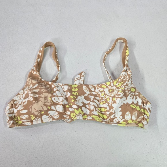 Aerie Women Swimwear Small Brown Floral Bikini Scoop Adjustable Straps - Picture 1 of 8